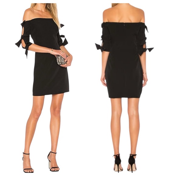 Milly Dresses & Skirts - MILLY Caroline Black Mini Bodycon Dress sz 6 Off Shoulder Ties LBD Cocktail $435